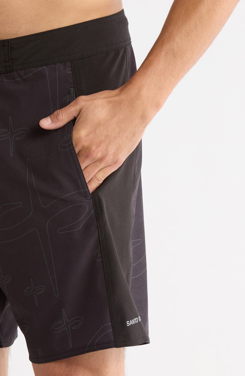 SANTO STUDIO Peninsula Board Shorts, Alternate, color, Black Insignia