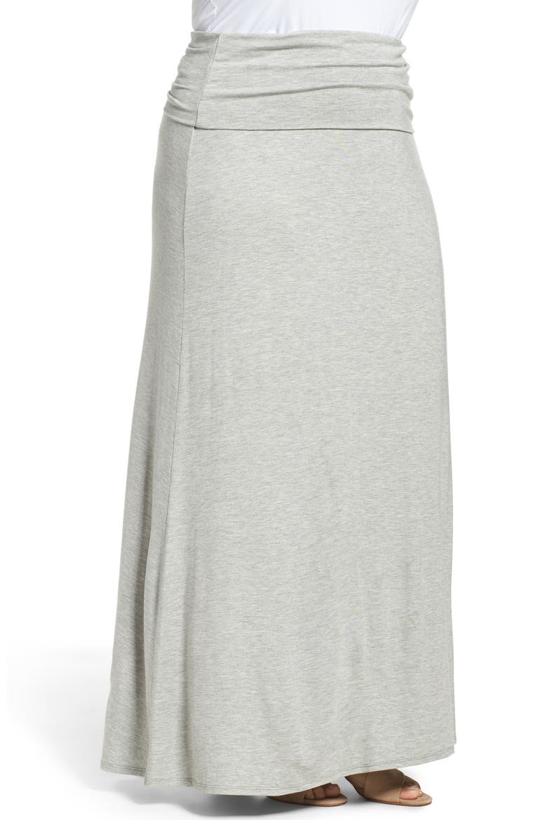 Fold Over Maxi Skirt, Alternate, color, HEATHER GREY