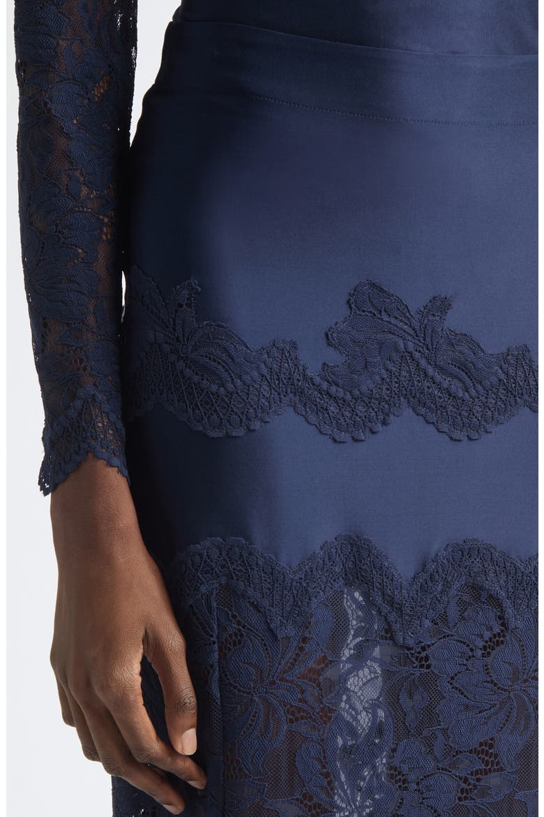 Jupe Lace & Jersey Skirt, Alternate, color, DEEP NAVY
