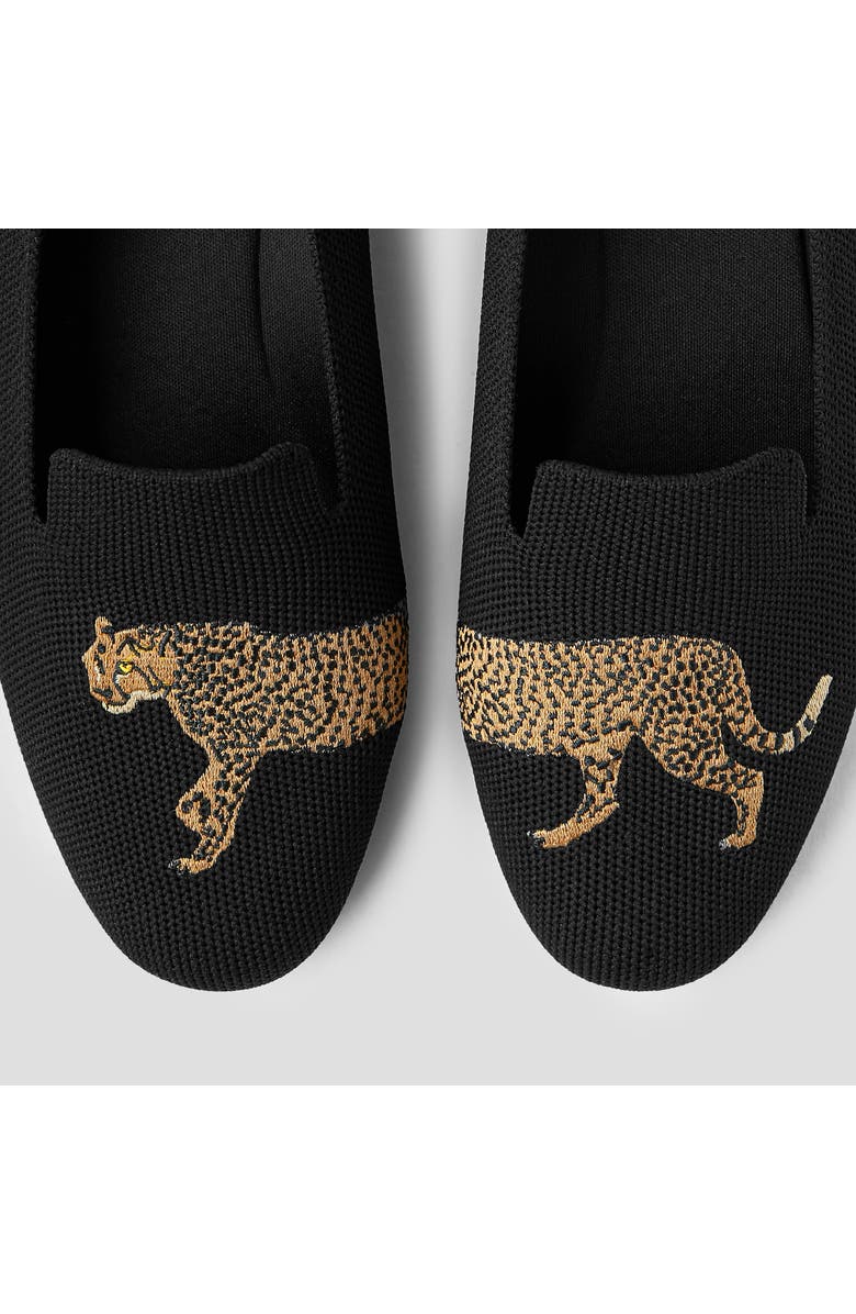 VIVAIA Round-Toe Embroidered Loafers, Alternate, color, Black - Cheetah