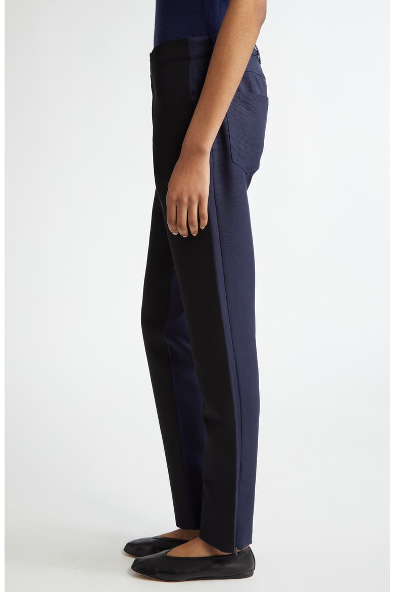Two-Tone Virgin Wool Grain de Poudre Ankle Trousers, Alternate, color, MIDNIGHT/ BLACK