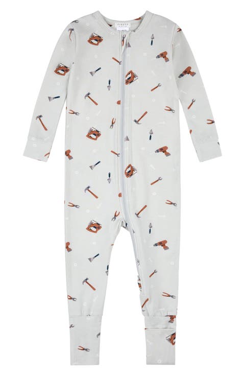 Tool Print Convertible One-Piece Pajamas (Baby)