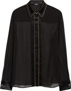 Versace Studded Silk Georgette Button-Up Shirt