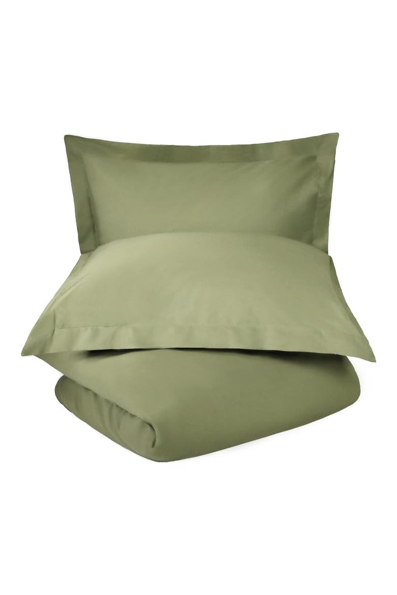 Solid 800 Thread Count Sateen Duvet Cover & Shams Set, Main, color, HUNTER GREEN