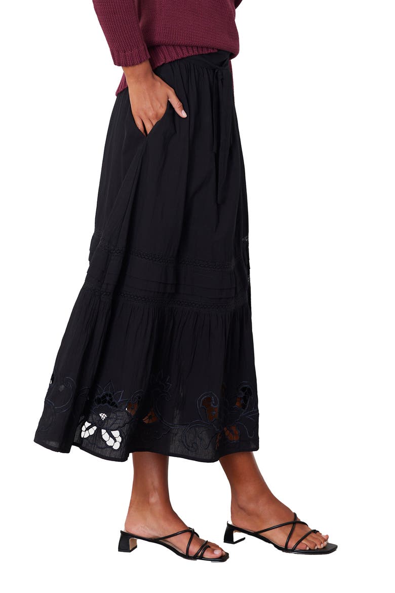 Stevie Lace Inset Embroidered Skirt, Alternate, color, Black
