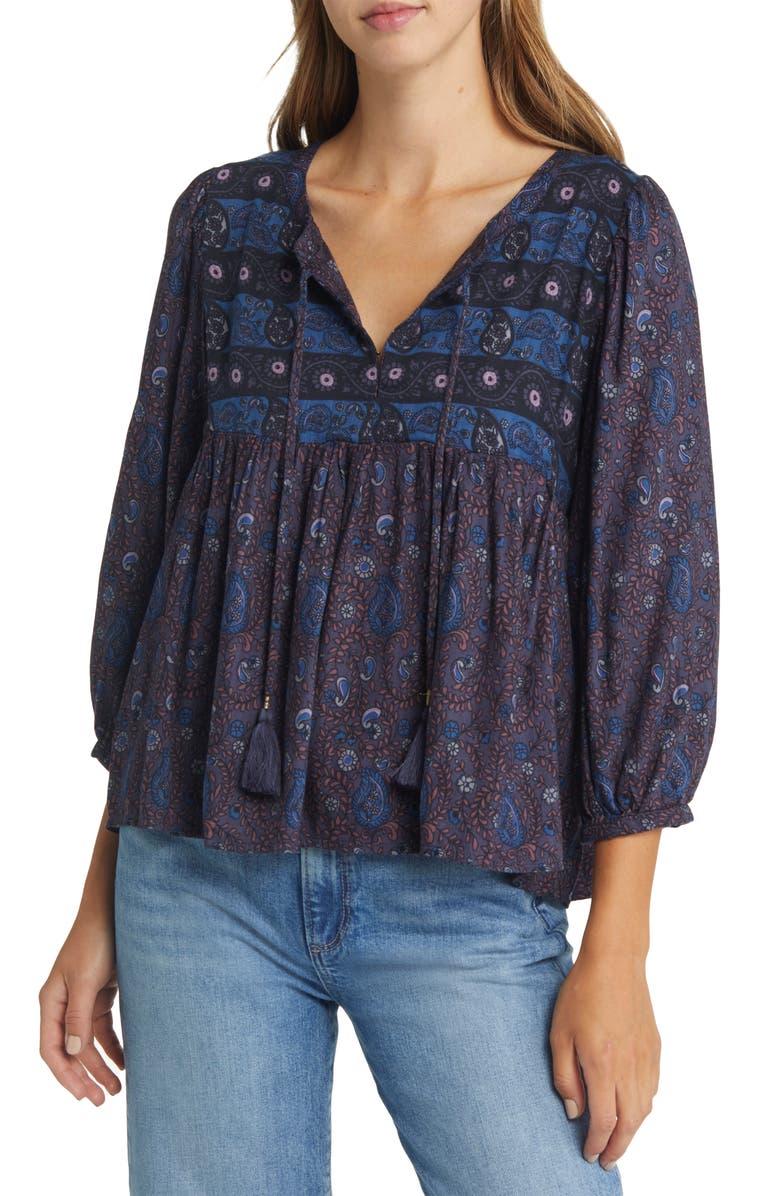 Lucky Brand Paisley Peasant Top, Main, color, 