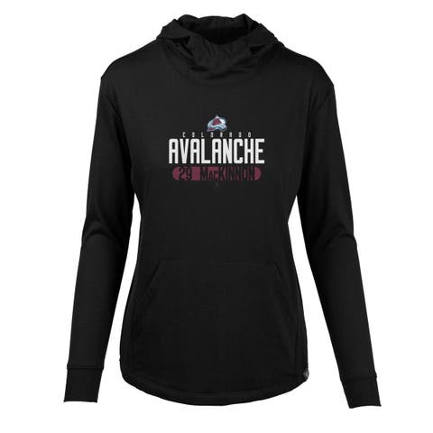 Women's Levelwear Nathan MacKinnon Black Colorado Avalanche Vivid Tracer Name & Number Pullover Hoodie