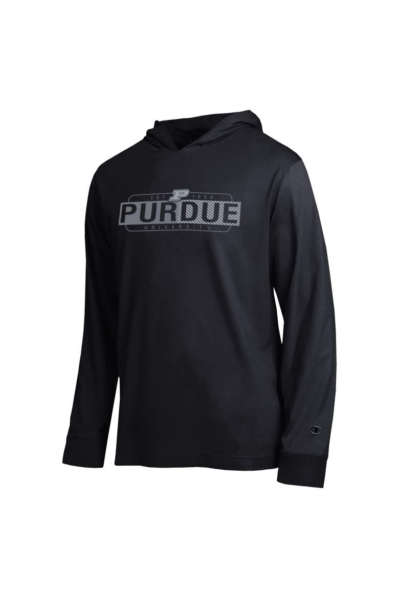 Men's Champion  Black Purdue Boilermakers Gradient All-Star Long Sleeve Hooded T-Shirt, Alternate, color, Black