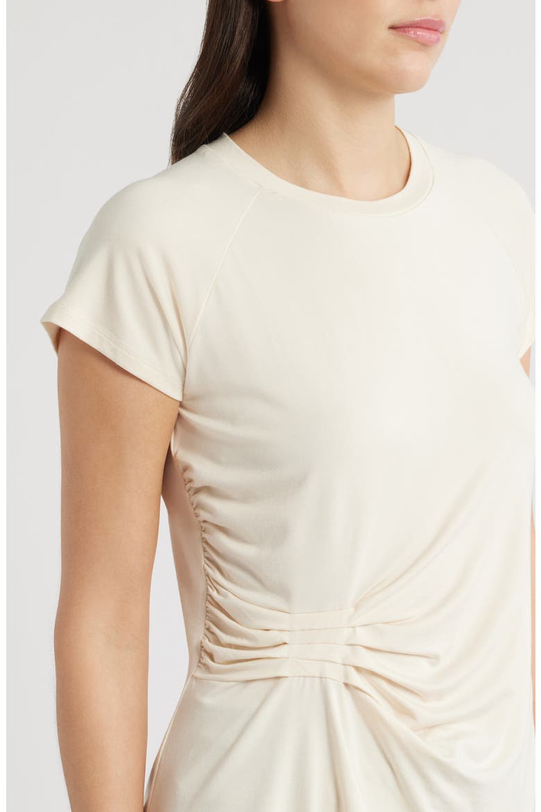 Draped Crewneck T-Shirt, Alternate, color, BEIGE