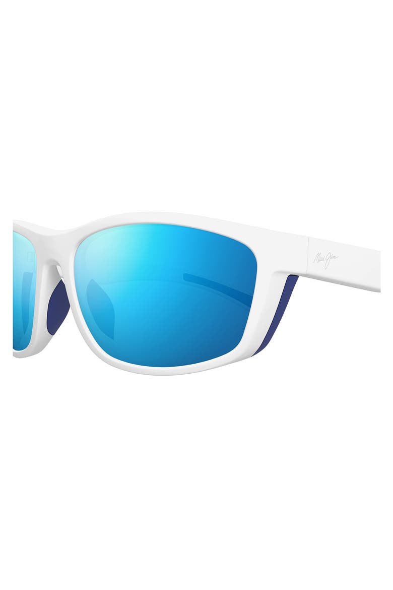 Blue Hawaii Nuu Landing 62mm Polarized Oversize Rectangular Sunglasses, Alternate, color, WHITE