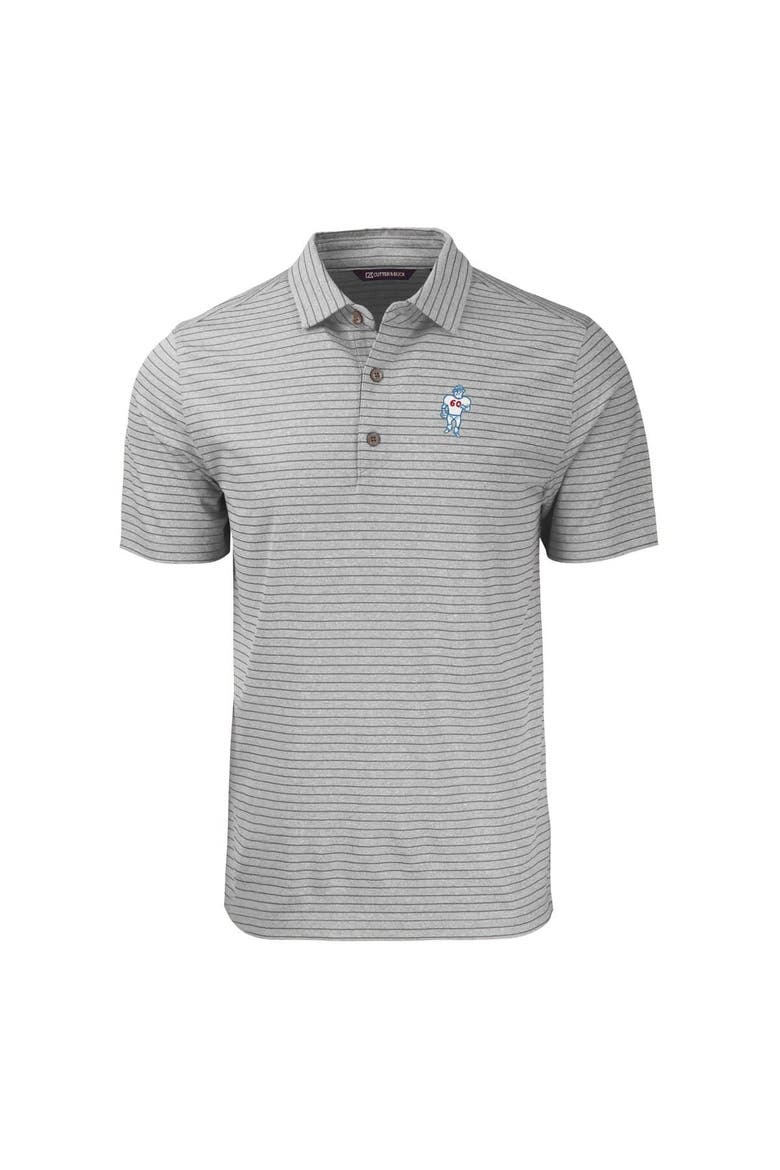 Men's Cutter & Buck Heather Gray Houston Oilers Throwback Big & Tall Forge Eco Heather Stripe Stretch Recycled Polo, Alternate, color, Heather Gray