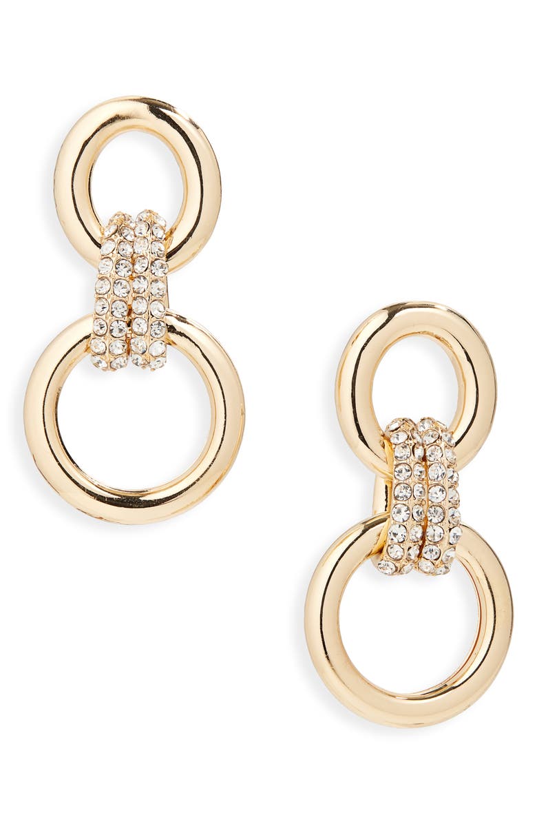 BaubleBar Pavé Link Drop Earrings, Main, color, Gold