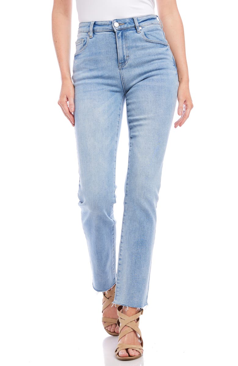 Karen Kane Raw Hem Straight Leg Jeans, Alternate, color, Light Blue