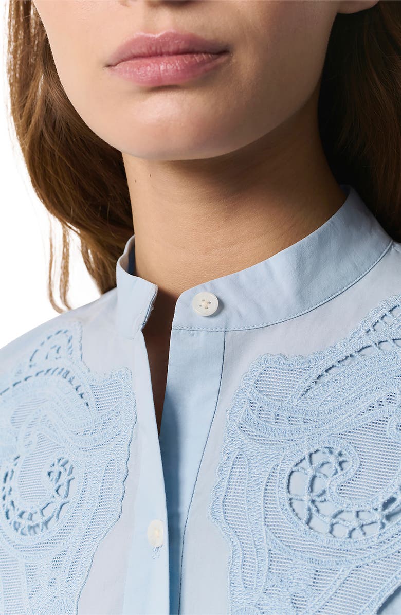 rag & bone Ainsley Lace Appliqué Cotton Button-Up Shirt, Alternate, color, Light Blue