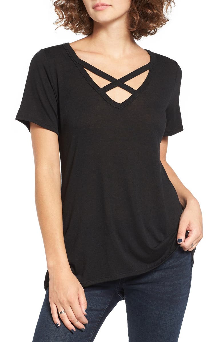 Socialite Strap Front Tee, Main, color,