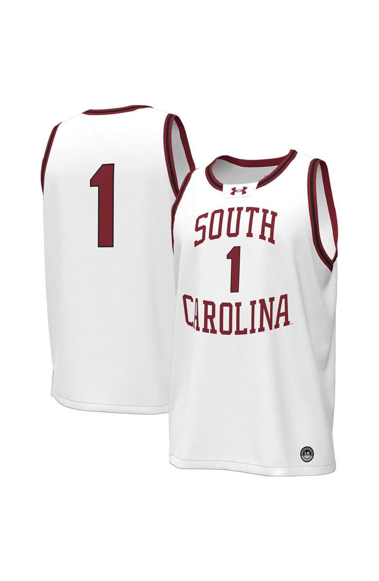 Under Armour Men's Under Armour #1 White South Carolina Gamecocks Throwback Replica Basketball Jersey, Main, color, White