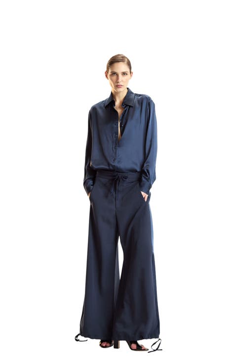 Tuxedo Stripe Wide Leg Pants