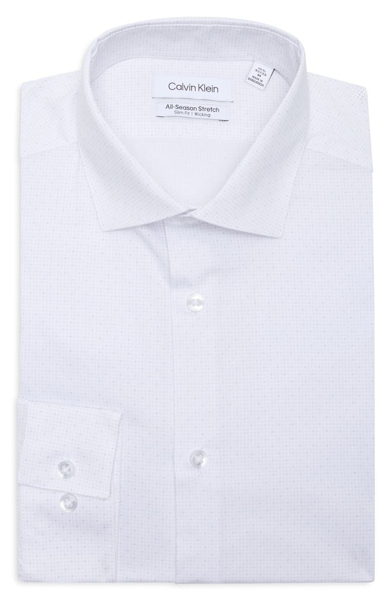 Calvin Klein Slim Fit All-Season Stretch Dress Shirt, Main, color, Shadow