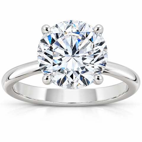 4ct Solitaire Moissanite Engagement Ring 14k Gold 10mm