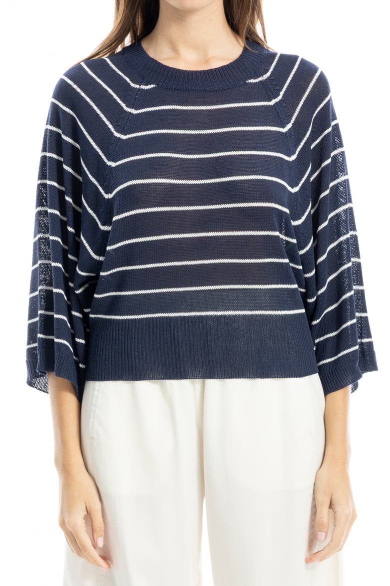 Stripe Raglan Sleeve Sweater, Main, color, NAVY/ IVORY STRIPE