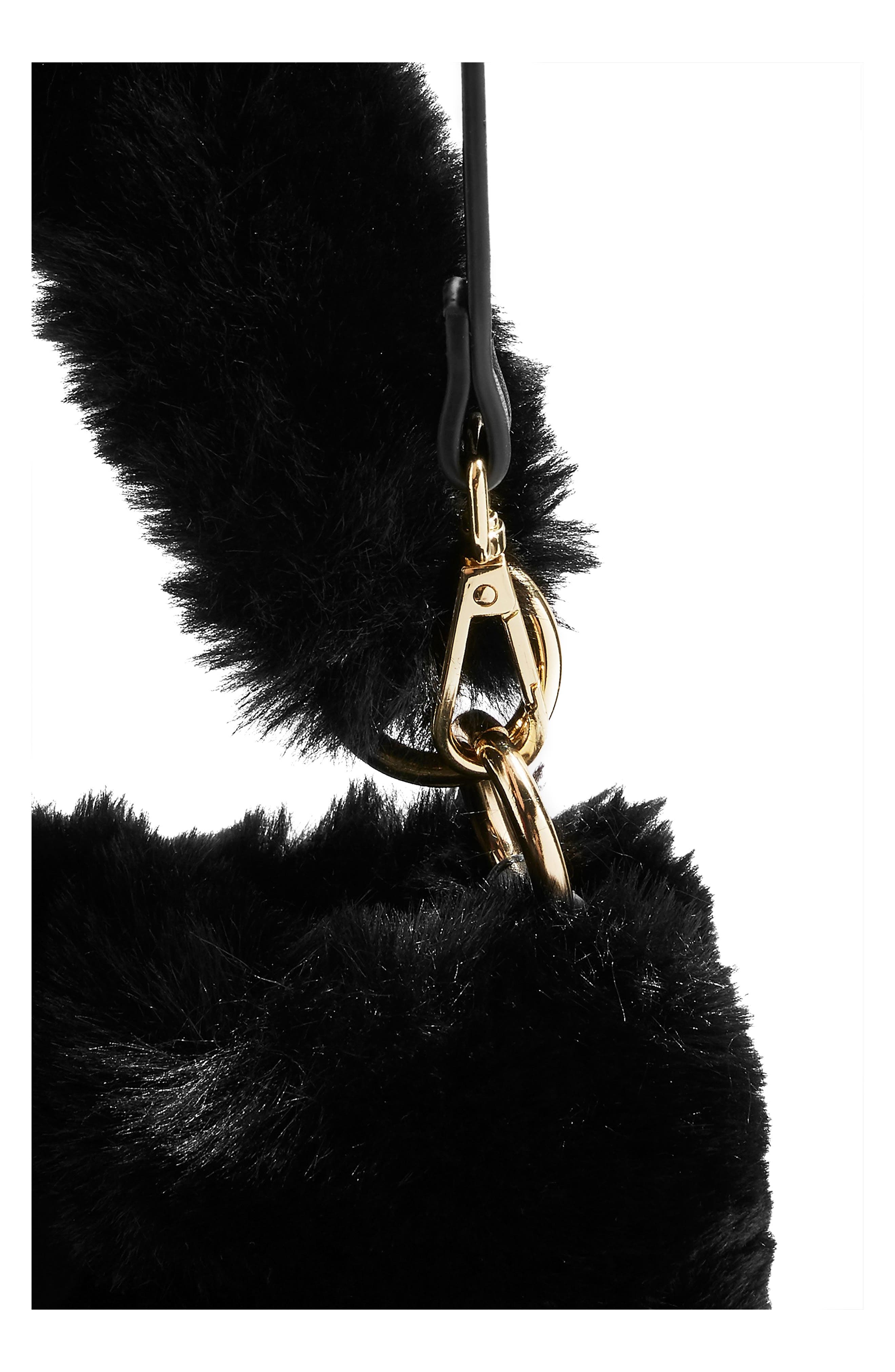 Topshop Teddy Faux Fur Bucket Bag, Alternate, color, 