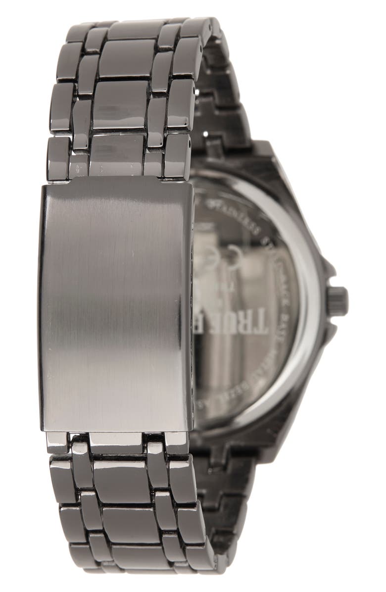 True Religion Round Logo Bezel Bracelet Watch, 43.2mm, Alternate, color, Black