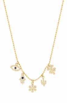 Pavé Diamond & Sapphire Lucky Charm Frontal Necklace