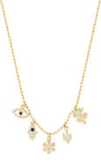 EFFY Pavé Diamond & Sapphire Lucky Charm Frontal Necklace