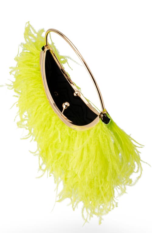 Olga Berg Penny Feathered Frame Bag In Green