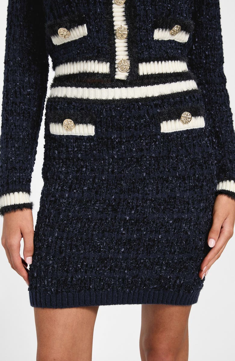 GUESS Aomori Tape Yarn Pencil Sweater Skirt, Alternate, color, Navy