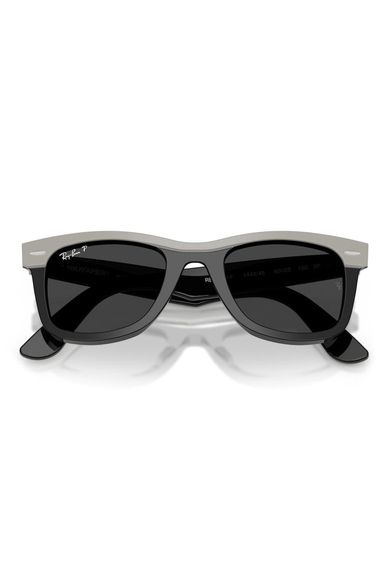 52mm Wayfarer Polarized Square Sunglasses, Alternate, color, GREY ON BLACK / POLAR BLACK