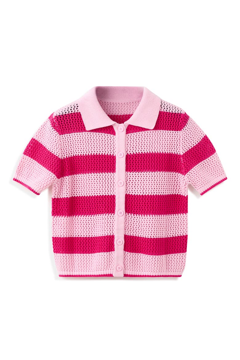 Stripe Open Stitch Cardigan, Alternate, color, PINK