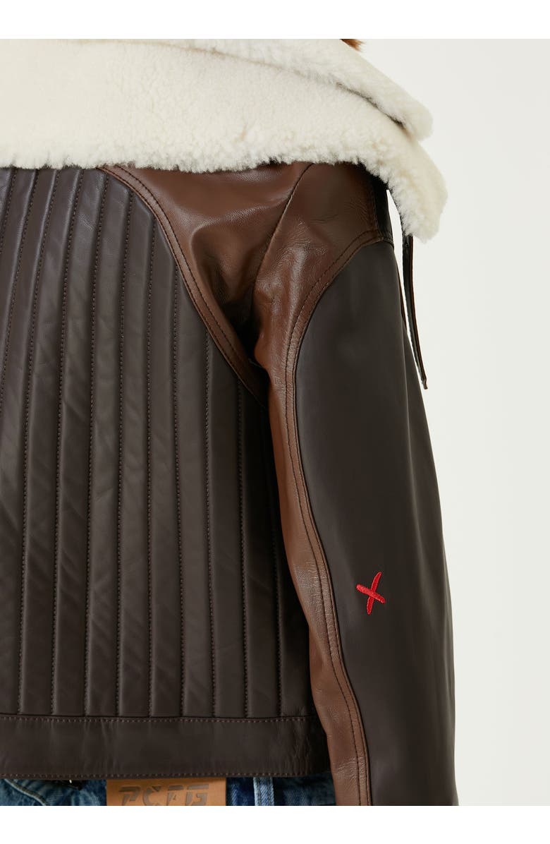 PCFG Double Collar Leather Women Jacket, Alternate, color, Brown