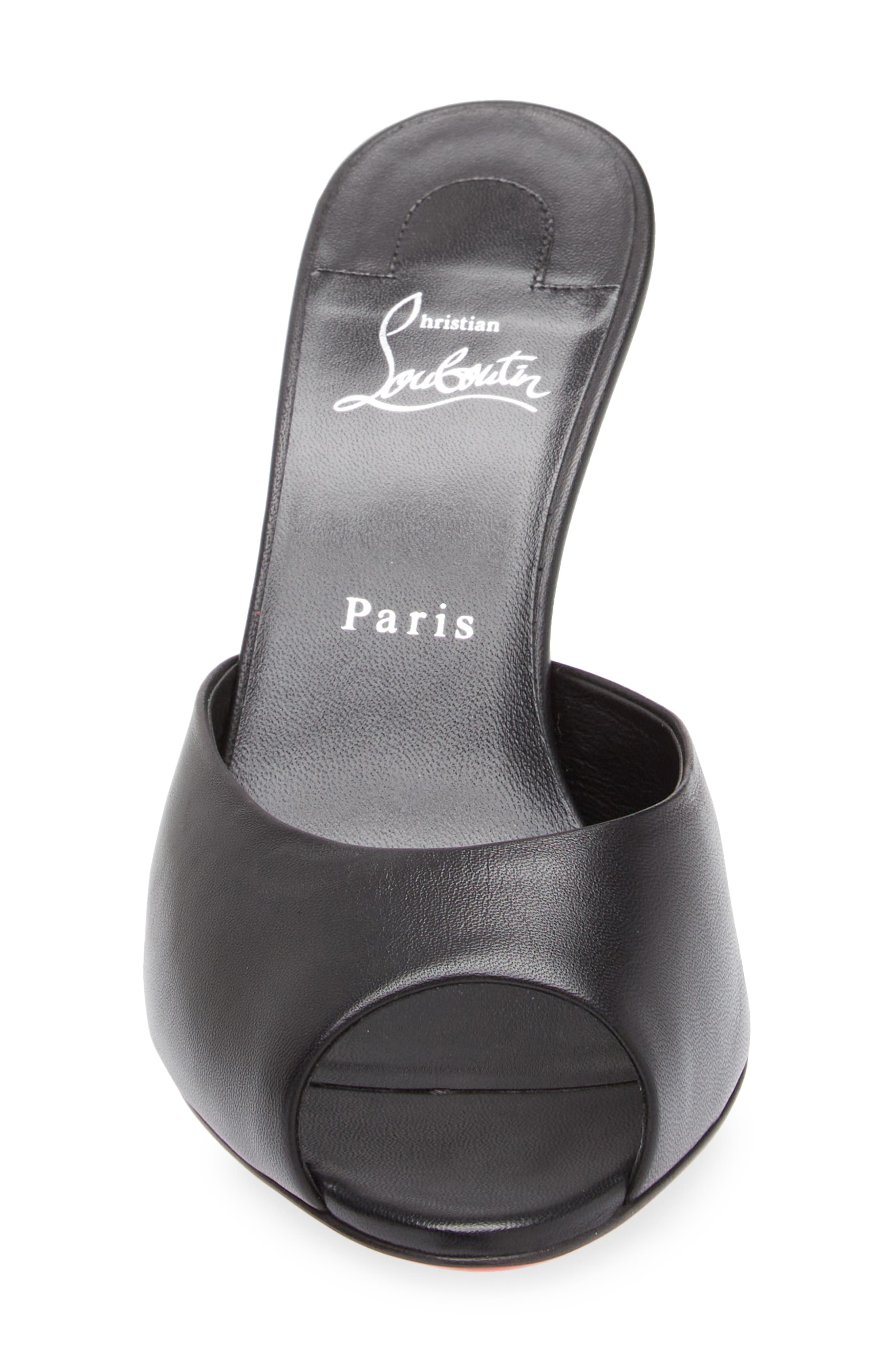 Christian Louboutin Me Dolly Peep Toe Slide Sandal, Alternate, color, B439 Black/ Lin Black