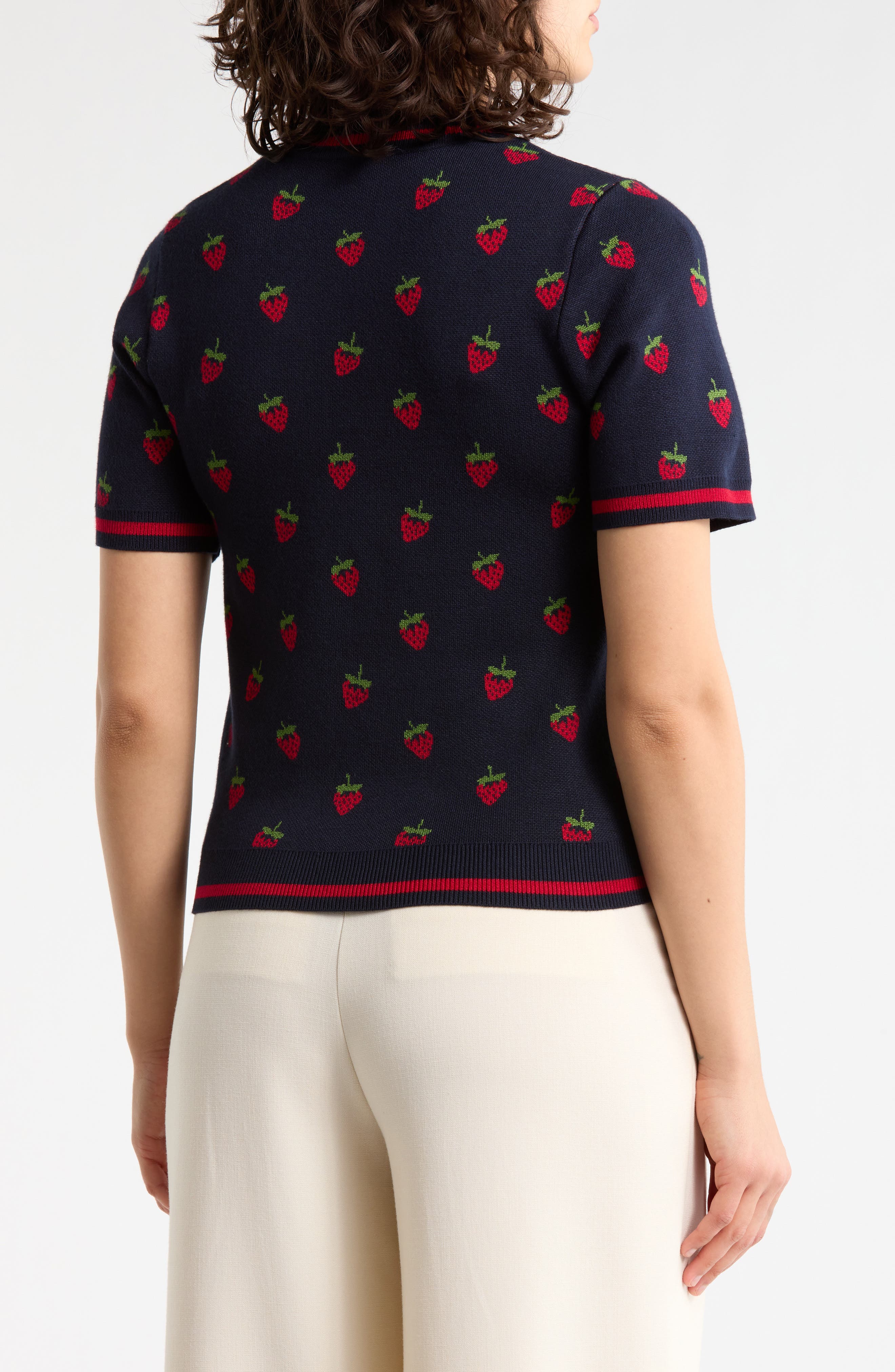 Short Sleeve Jacquard Sweater - image 4