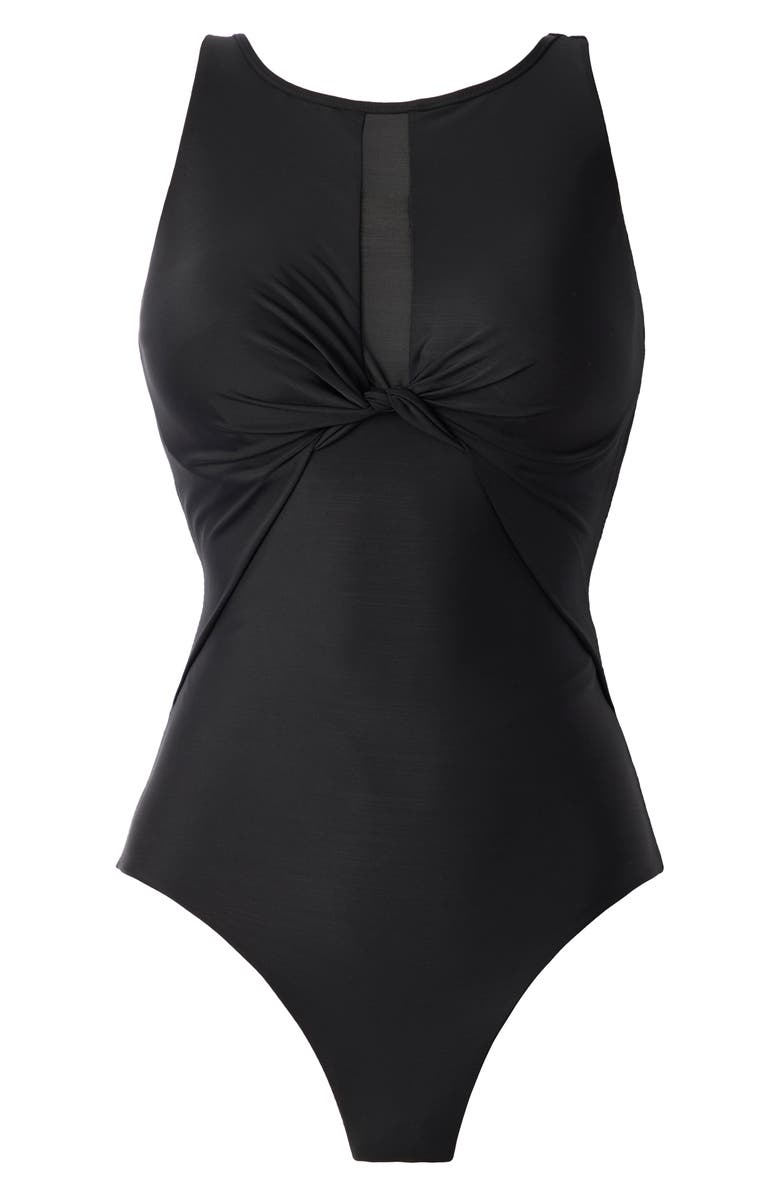 Miraclesuit<sup>®</sup> Network News One-Piece Swimsuit, Alternate, color, Black