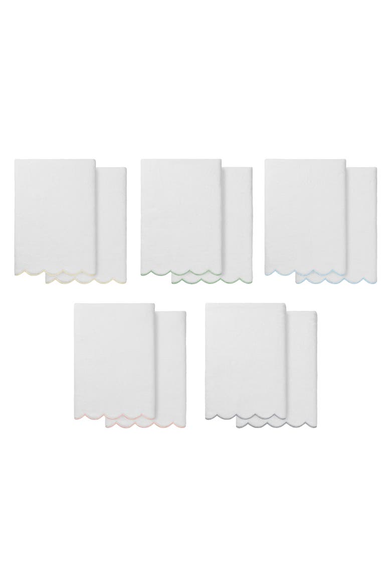 Adornia Scallop Set of 2 Bath Towels, Alternate, color, WHITE/ BEIGE