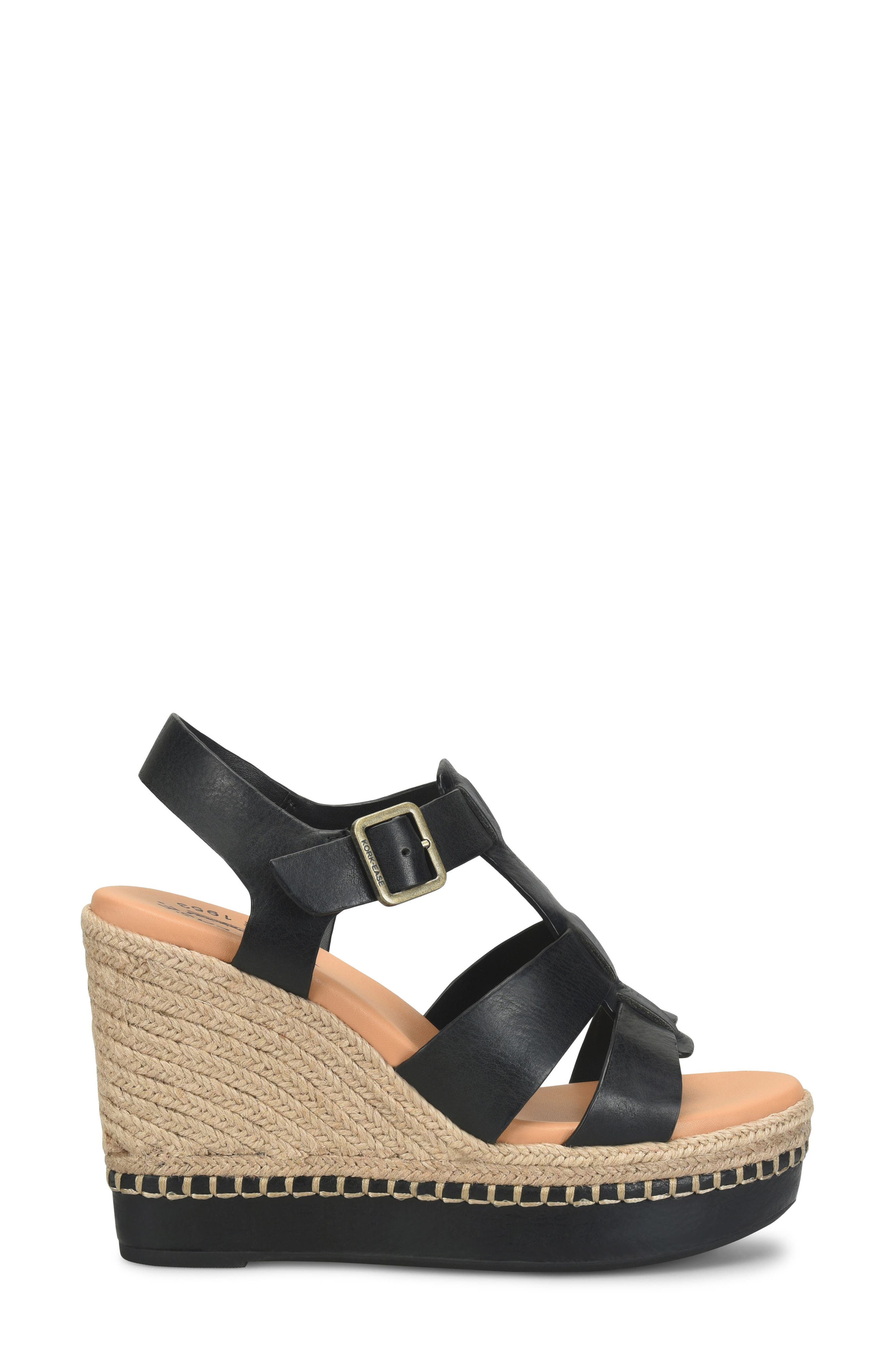 Kork-Ease<sup>®</sup> Rayleigh Espadrille Slingback Platform Wedge Sandal, Alternate, color, Black Leather