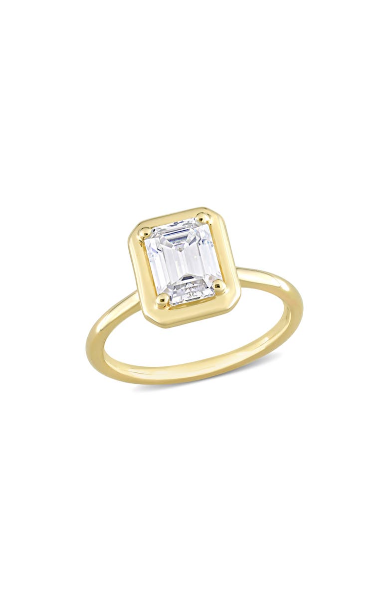 DELMAR Emerald Cut Lab Created Moissanite Ring, Main, color, Gold