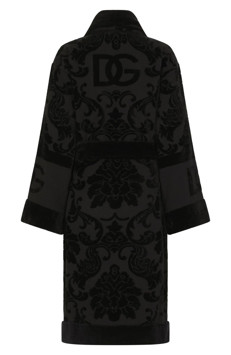 Dolce&Gabbana Logo Jacquard Cotton Terry Robe, Alternate, color, Black