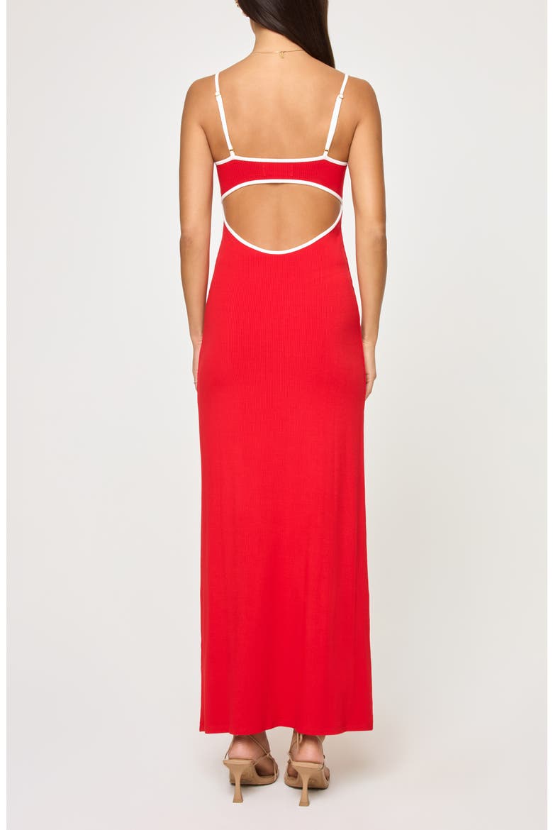 Jordana Rib Cover-Up Maxi Dress, Alternate, color, FLAME/ CREAM