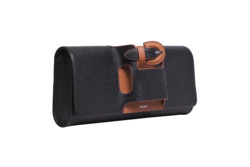 Perrin Paris La Parisienne Clutch In Black | Caramel