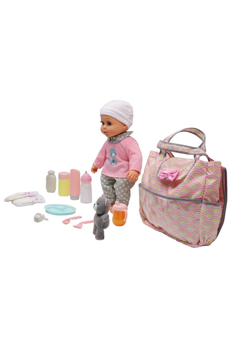 16" Baby Doll with Diaper Bag Set, Alternate, color, Multicolored