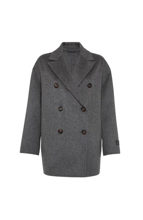 Brunello Cucinelli Hand-finished Caban Jacket In Gray