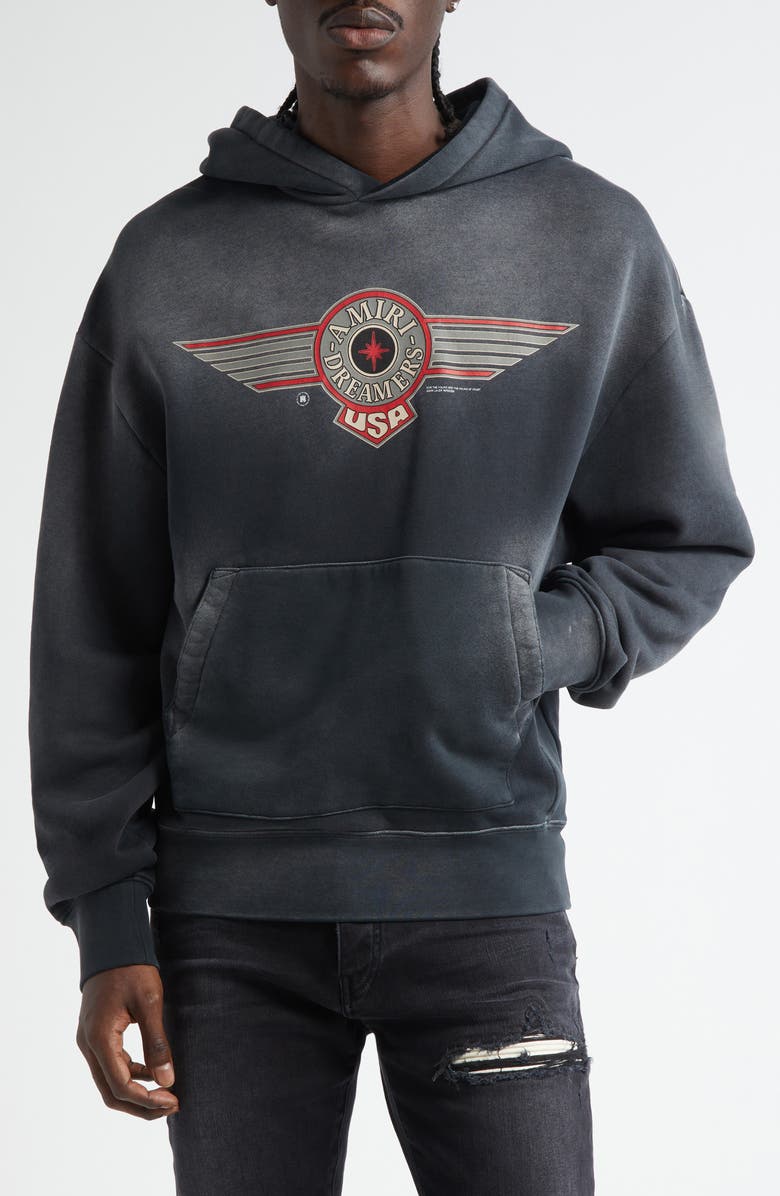 AMIRI Dreamers Graphic Hoodie, Main, color, Black