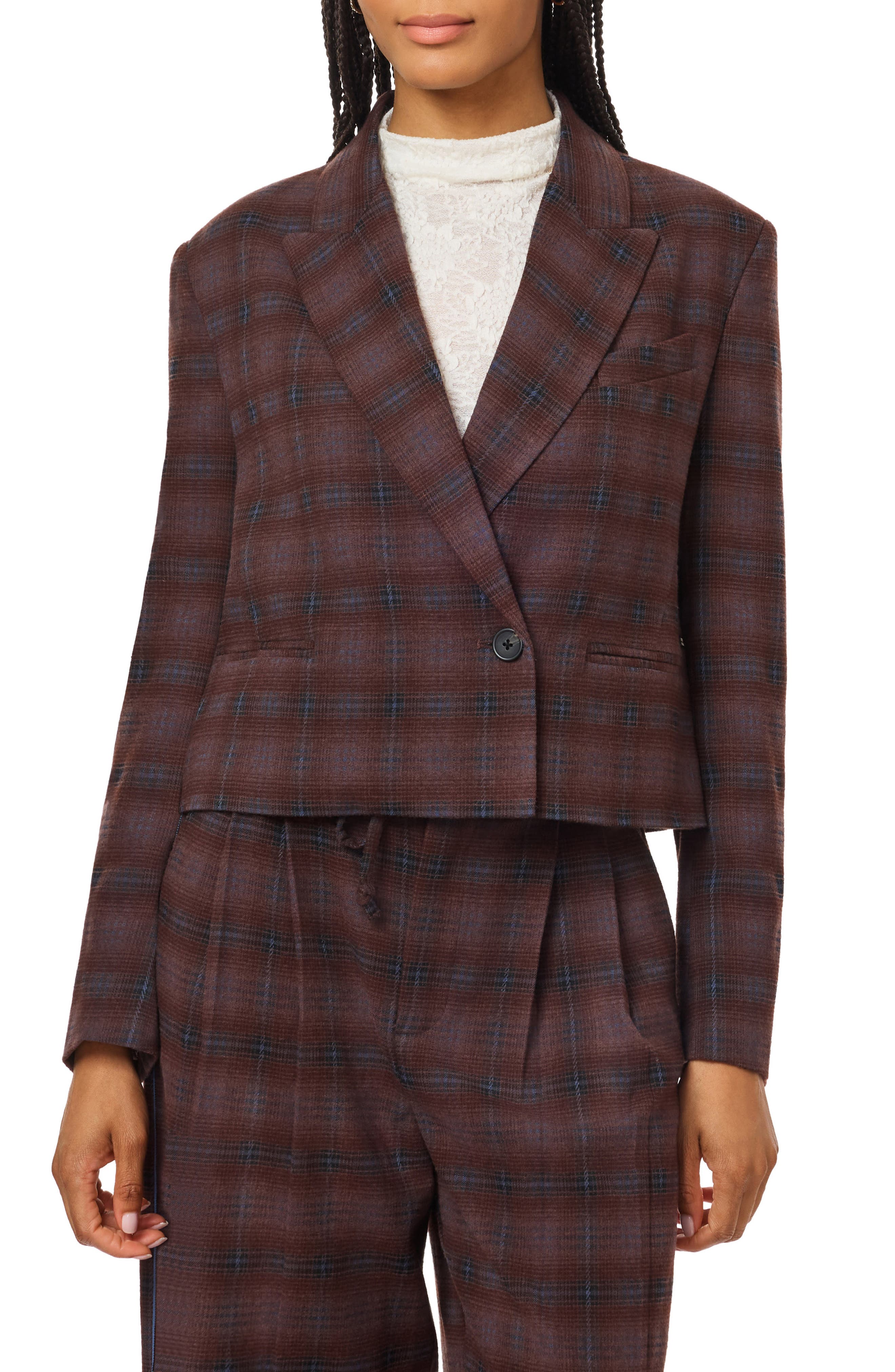 Plaid Cropped Blazer