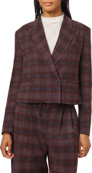 Scotch & Soda Plaid Cropped Blazer