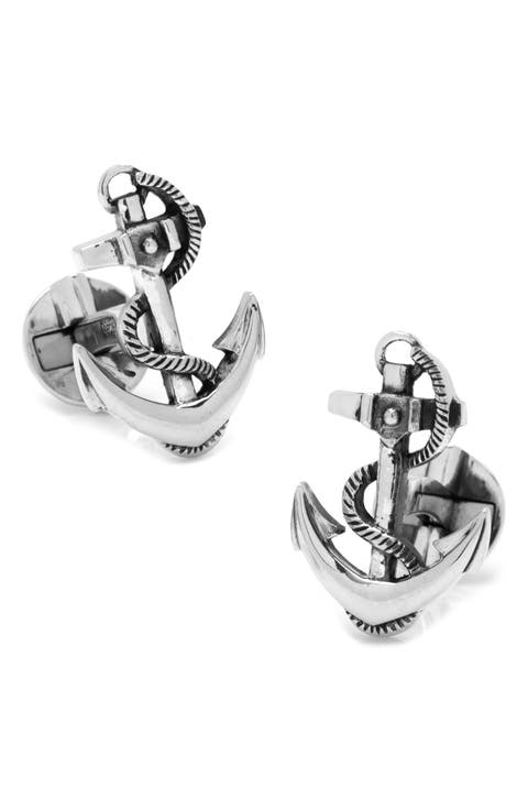 Silver Anchor Cuff Links