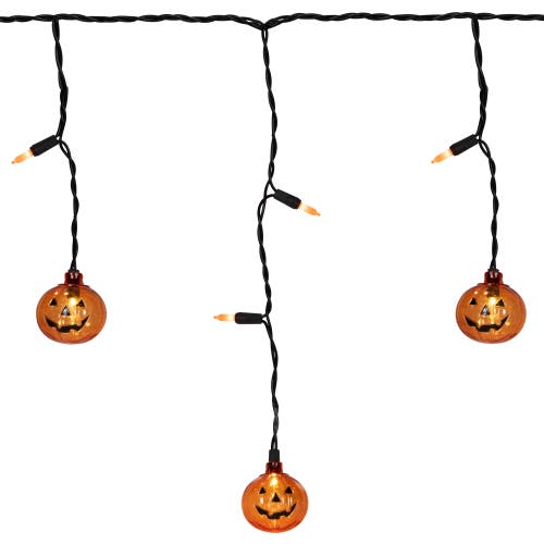 Northlight Led Lighted Pumpkin Halloween Curtain Icicle Lights In Multi