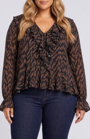 NYDJ Ruffle Printed Top